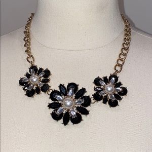 Black floral statement necklace